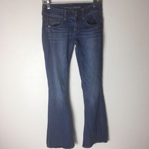 American Eagle Blue 2 Fishtail Flare Boho Jeans